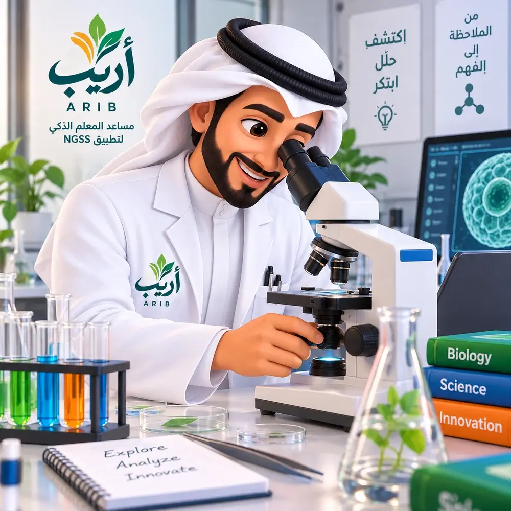 أريب في المختبر ينظر في المجهر